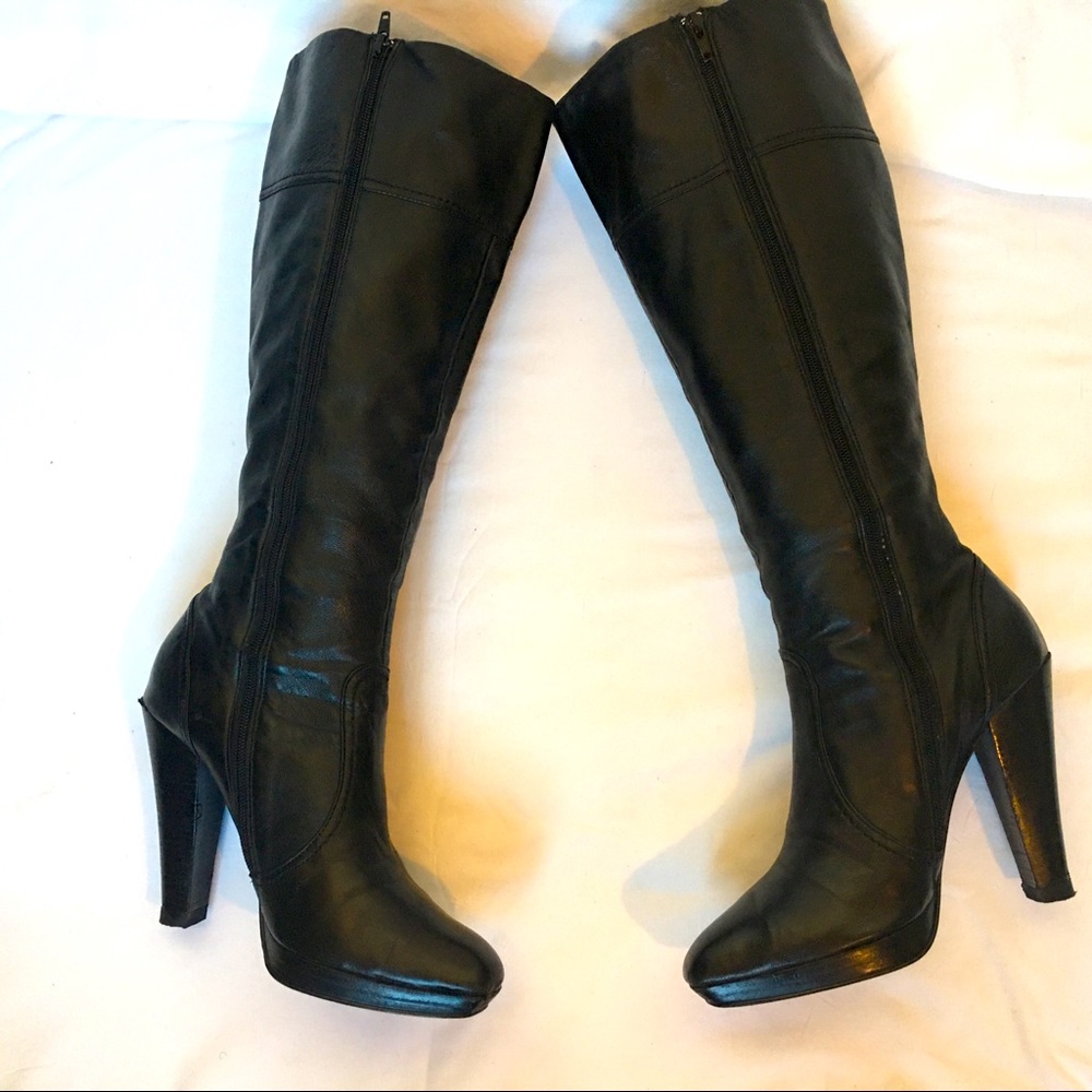 RSVP | Genuine Leather Platform Wide-Calf Boots
